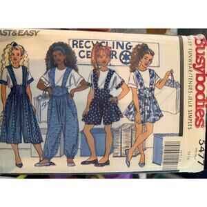 Vintage Butterick 5477 Girls Jumpsuit Top Pattern 12-14 Uncut